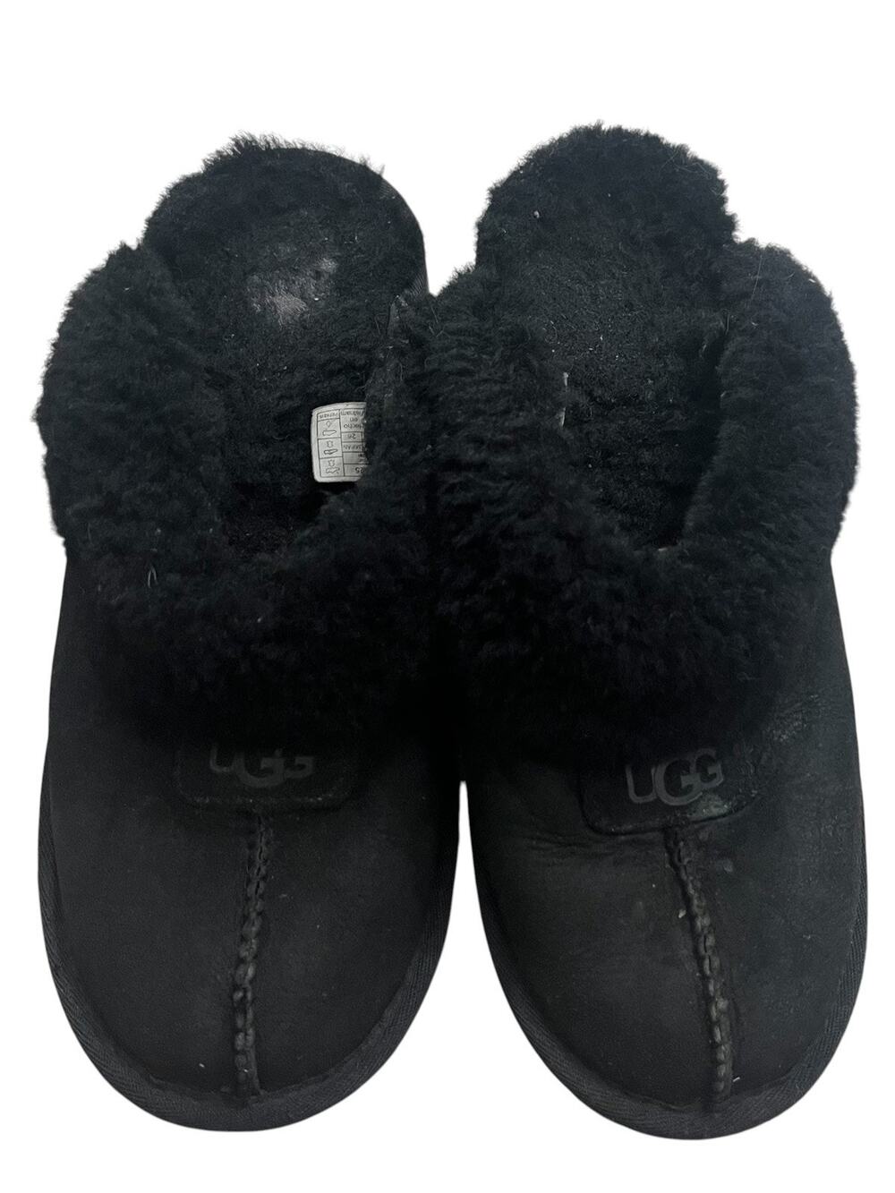 UGG Coquette Women’s Black Suede Shearling 9 Lined Slip-On Slippers US